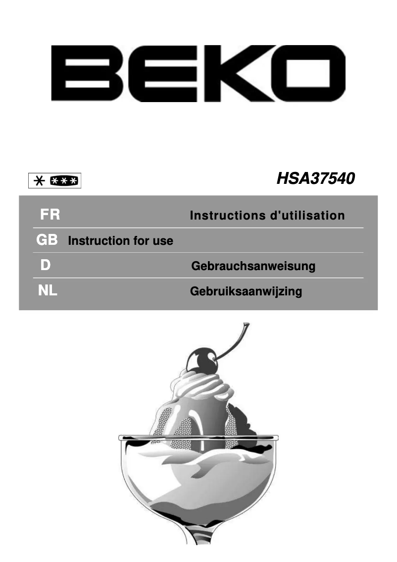 Page n°1 - Manuel utilisateur Beko HSA 37540