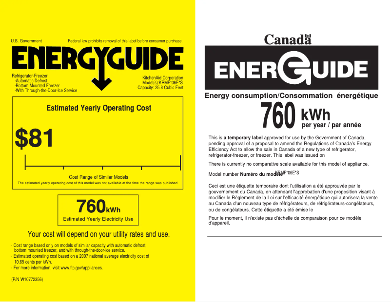 Página 1 del manual Etiqueta energética KitchenAid KDTE204GPS
