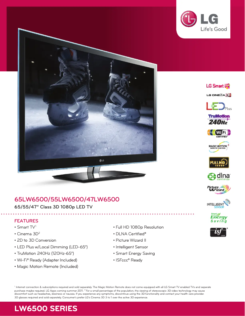 Página 1 del manual Ficha técnica LG 47LW6500