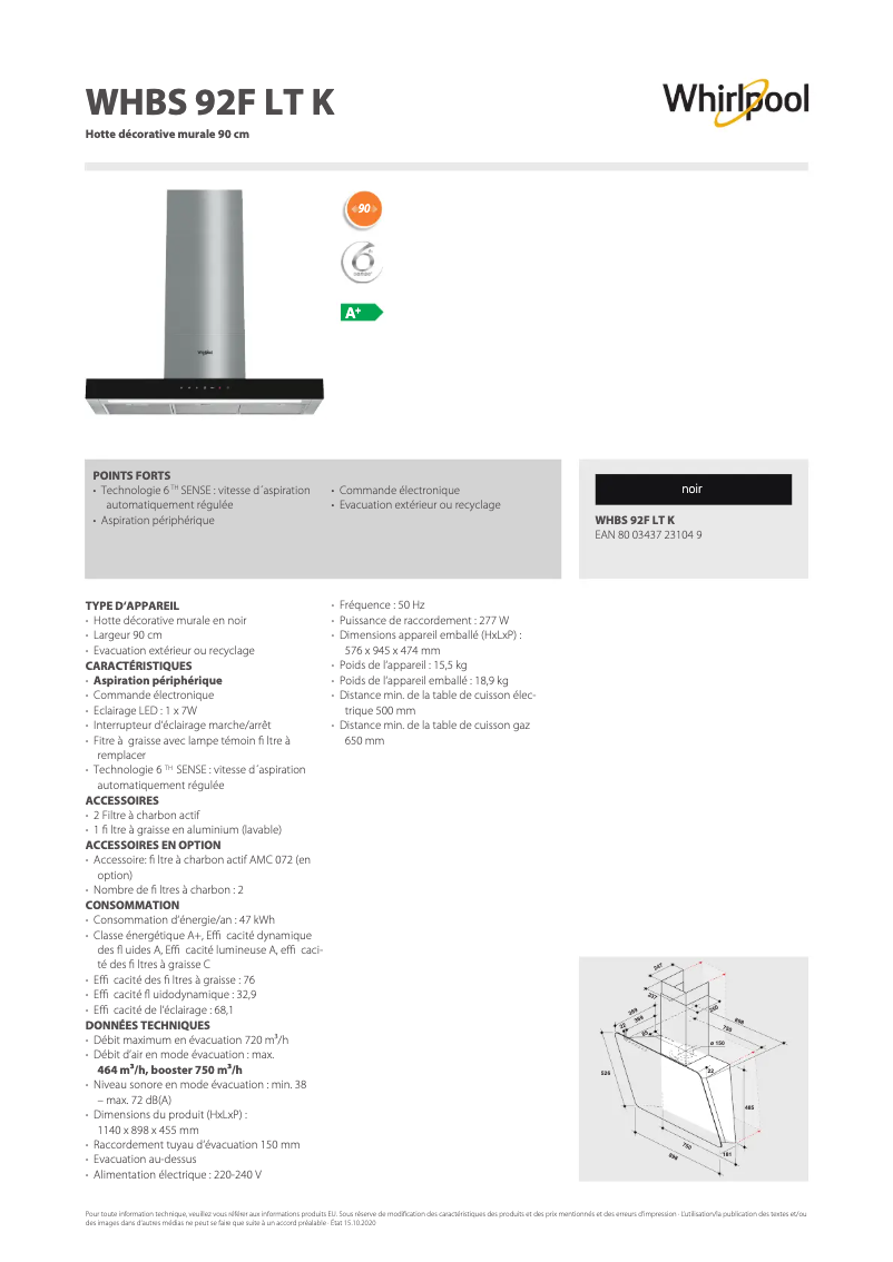 Imagen de la primera página del manual del dispositivo WHBS 92F LT K