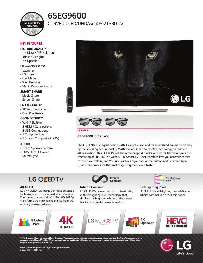 Image de la première page du manuel de l'appareil 65EG9600