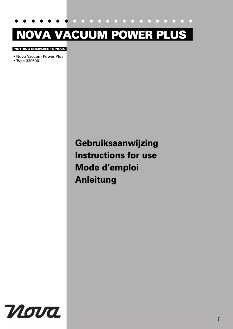 Page n°1 - Manuel utilisateur Nova 330500 Power Plus