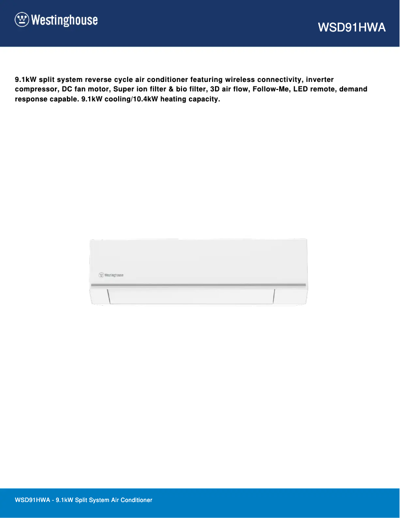 Image de la première page du manuel de l'appareil WSD91HWA