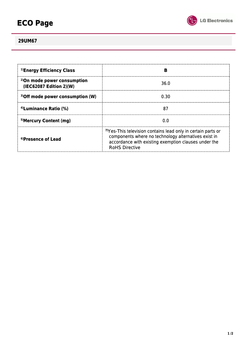 Página 1 del manual Manual de usuario LG 29UM67