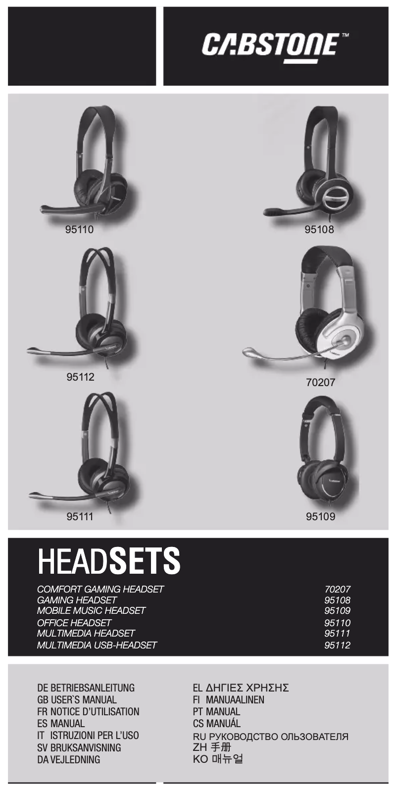 Page n°1 - Manuel utilisateur Cabstone 95111