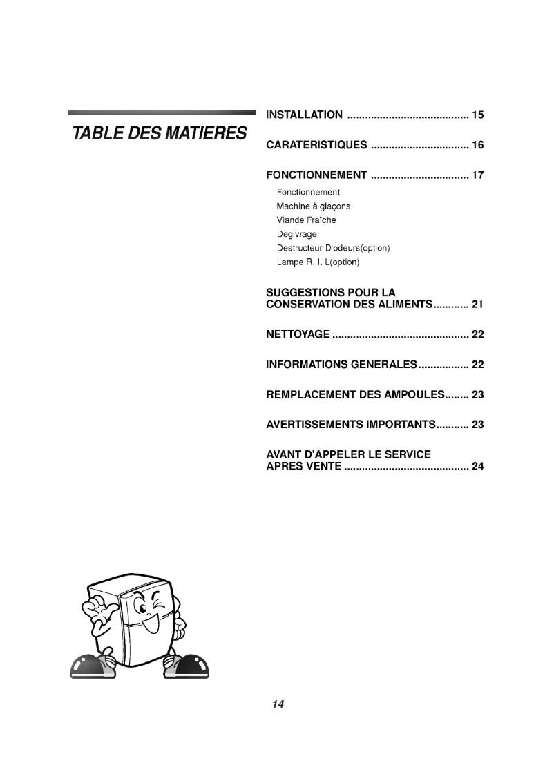 Page 1 de la notice Manuel utilisateur LG GR-482SF