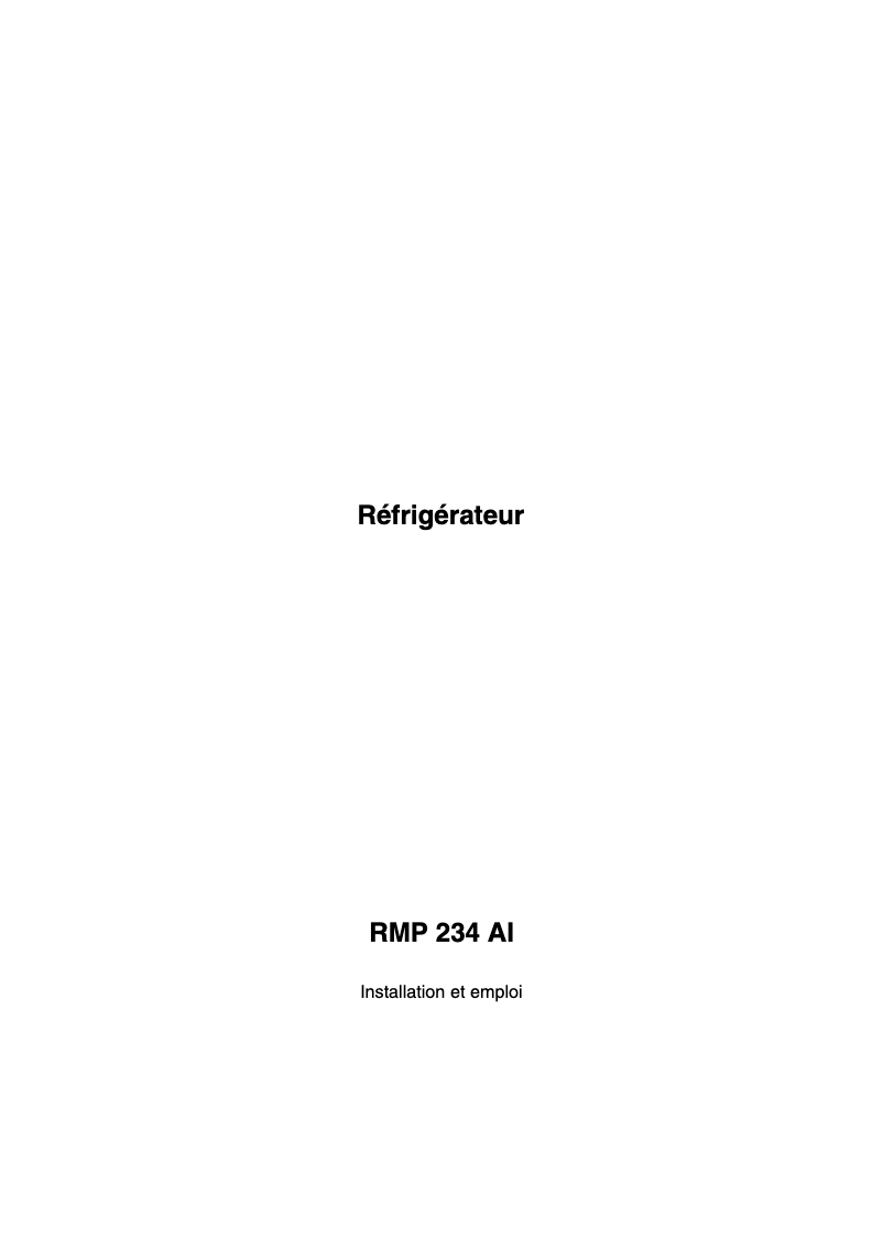 Image de la première page du manuel de l'appareil RMP 234 AI