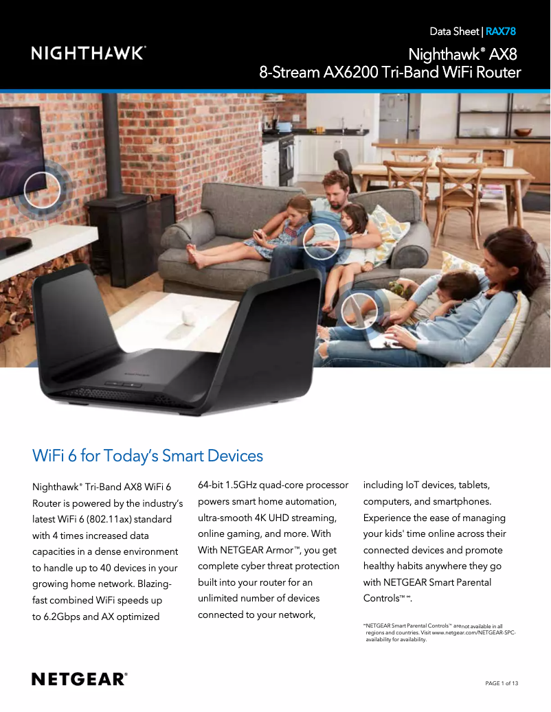 Image de la première page du manuel de l'appareil Nighthawk RAX78