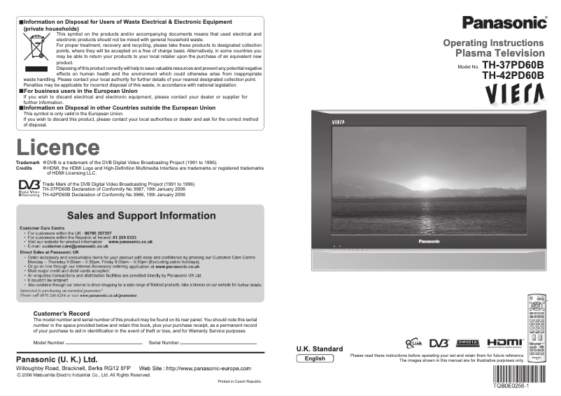 Page 1 de la notice Manuel utilisateur Panasonic TH-42PD60B