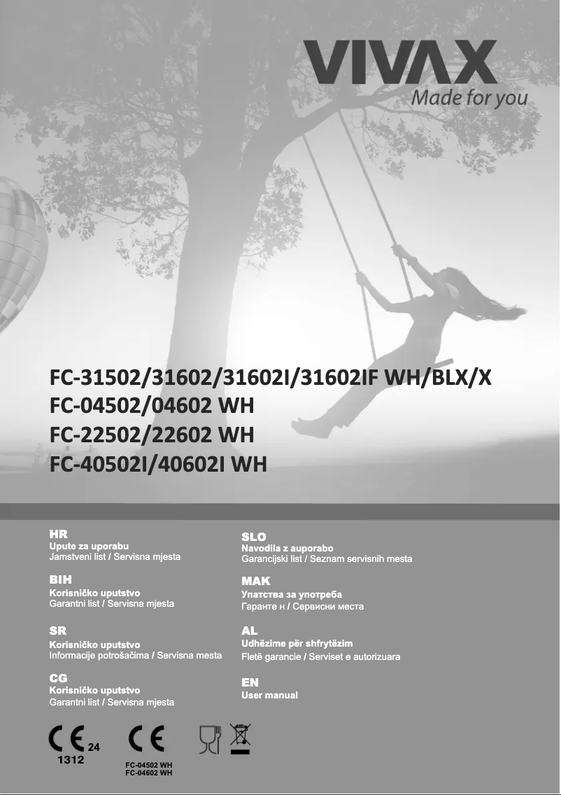 Image de la première page du manuel de l'appareil FC-22502 WH