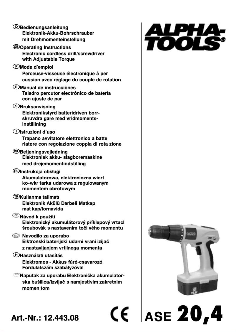 Page n°1 - Manuel utilisateur Alpha Tools ASE 20,4
