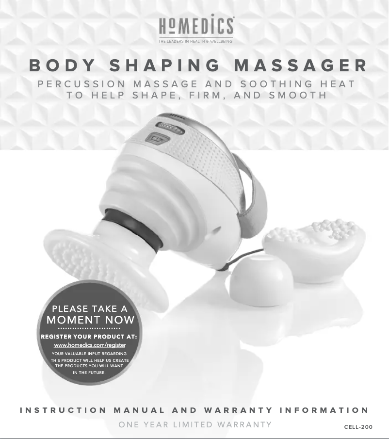 Page 1 de la notice Manuel utilisateur Homedics CELL-200