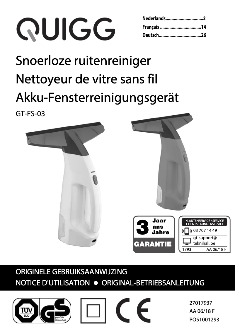 Page 1 de la notice Manuel utilisateur Quigg GT-FS-03