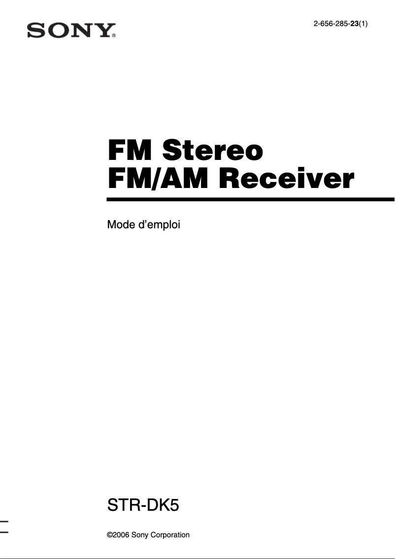 Page 1 de la notice Manuel utilisateur Sony STR-DK5