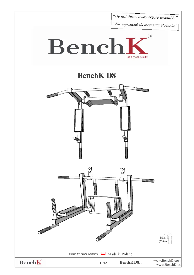 Page 1 de la notice Manuel utilisateur BenchK D8