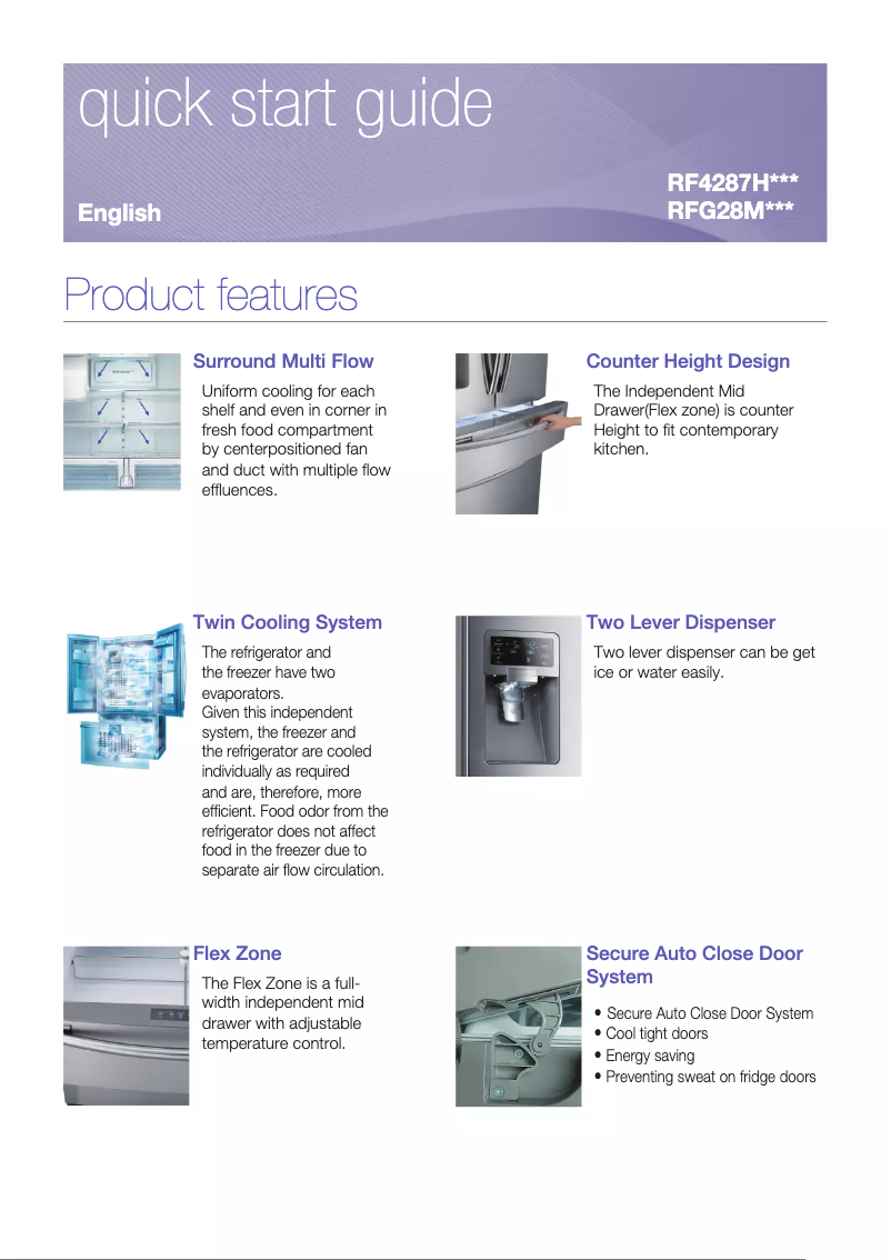 Page 1 de la notice Manuel utilisateur Samsung RFG28MEPN