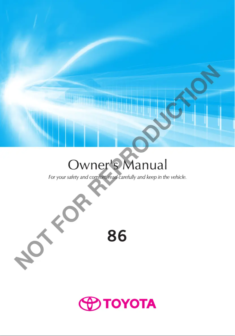 Image de la première page du manuel de l'appareil GT86 (2015)