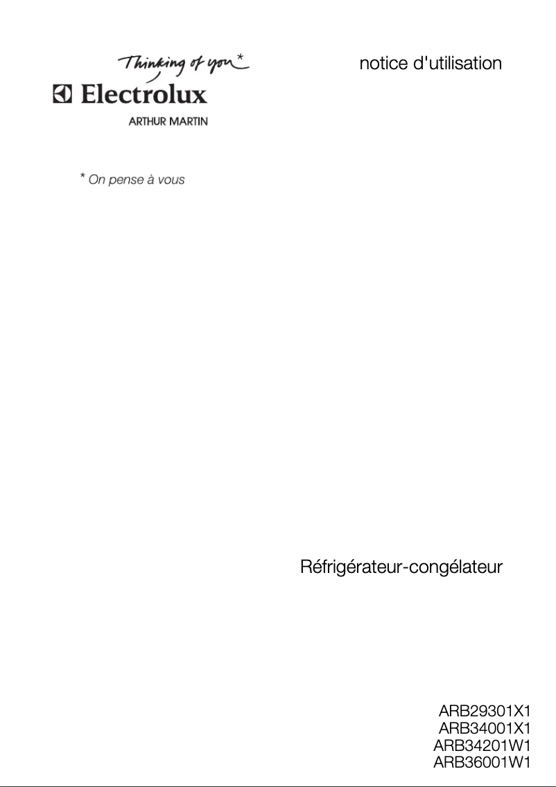 Page 1 de la notice Manuel utilisateur Arthur Martin-Electrolux ARB36001W