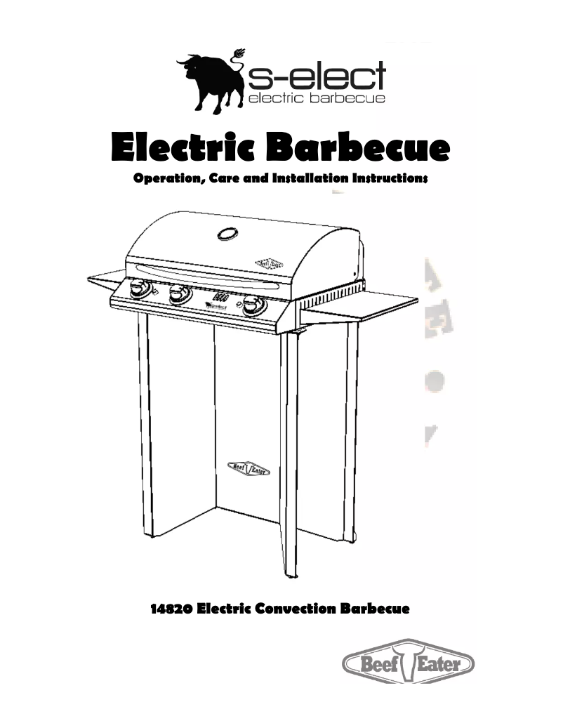 Page 1 de la notice Manuel utilisateur BeefEater S-Elect