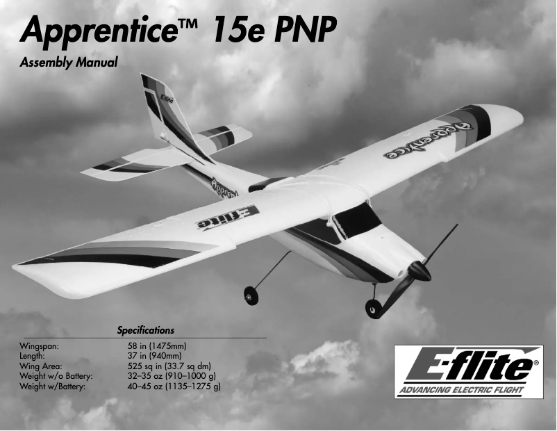 Page 1 de la notice Manuel utilisateur E-flite Apprentice 15e PNP