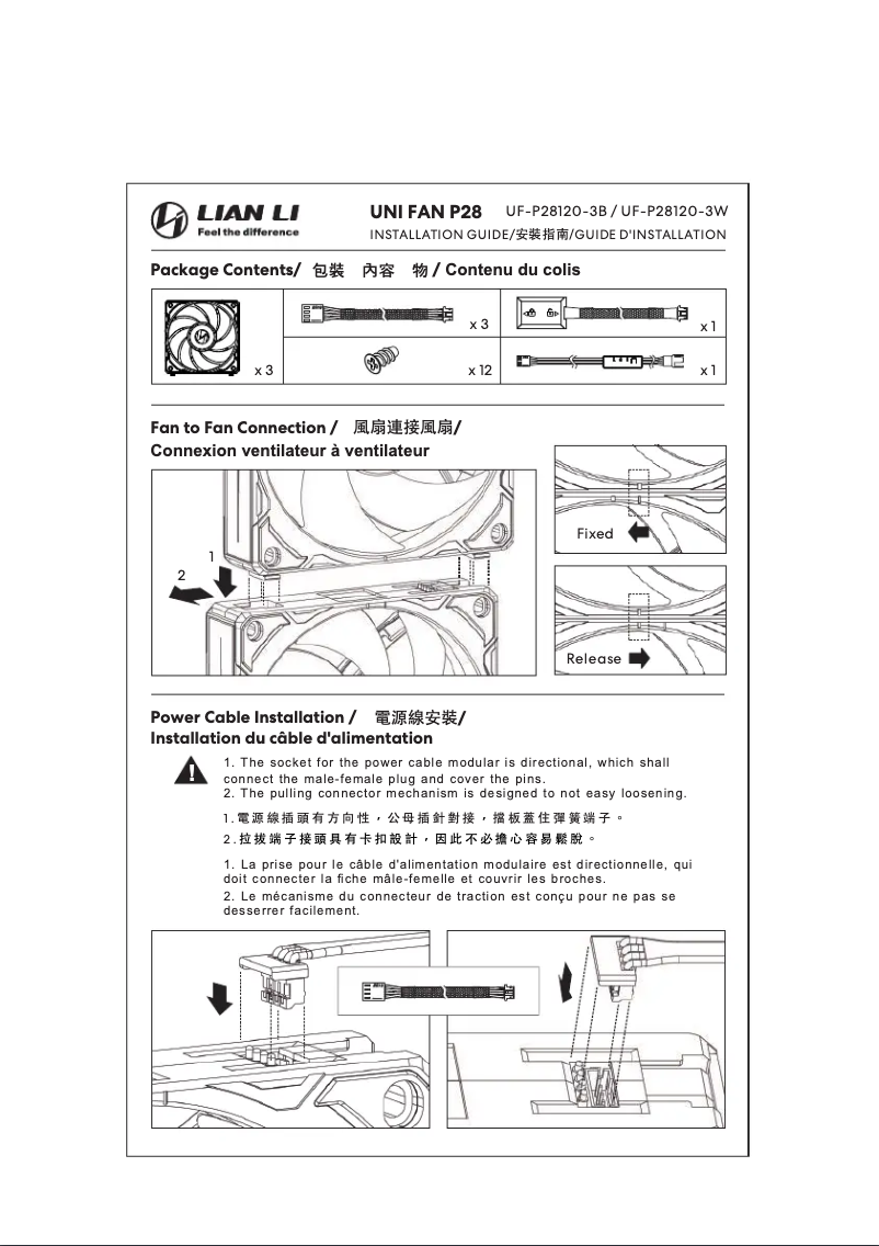 Page n°1 - Manuel utilisateur Lian Li UNI FAN P28