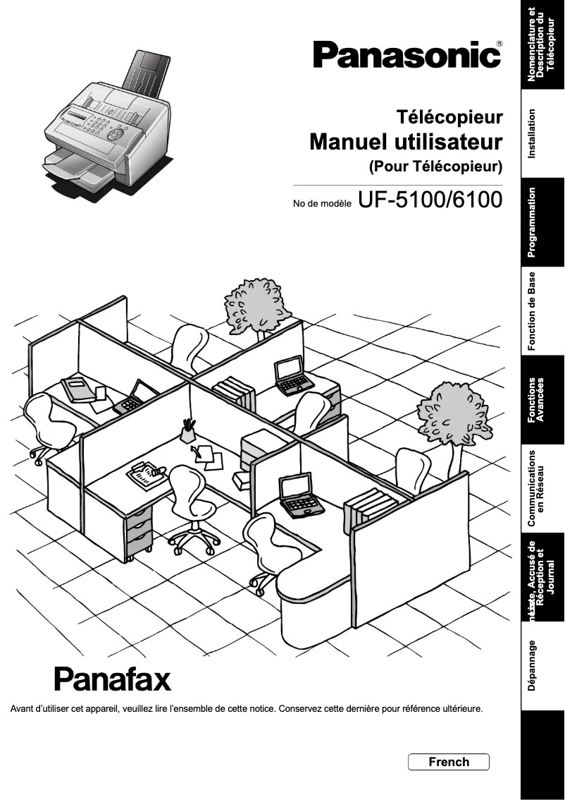 Image de la première page du manuel de l'appareil Panafax UF-6100