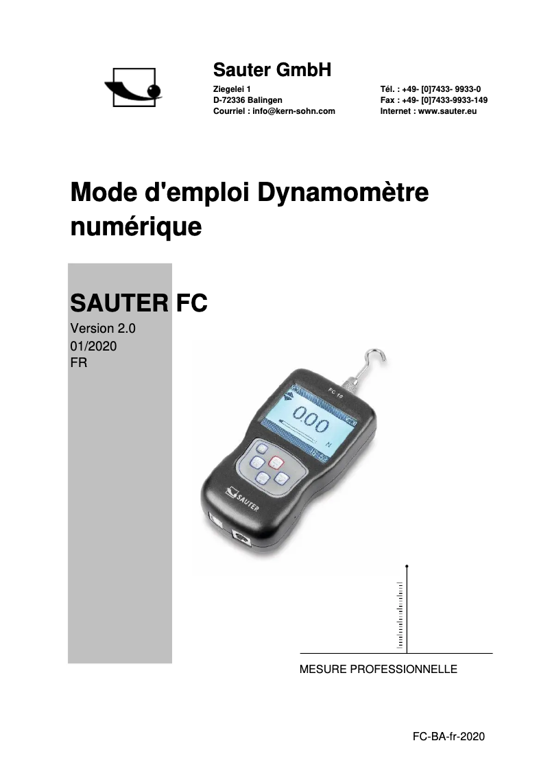 Page 1 de la notice Manuel utilisateur Kern FC 100