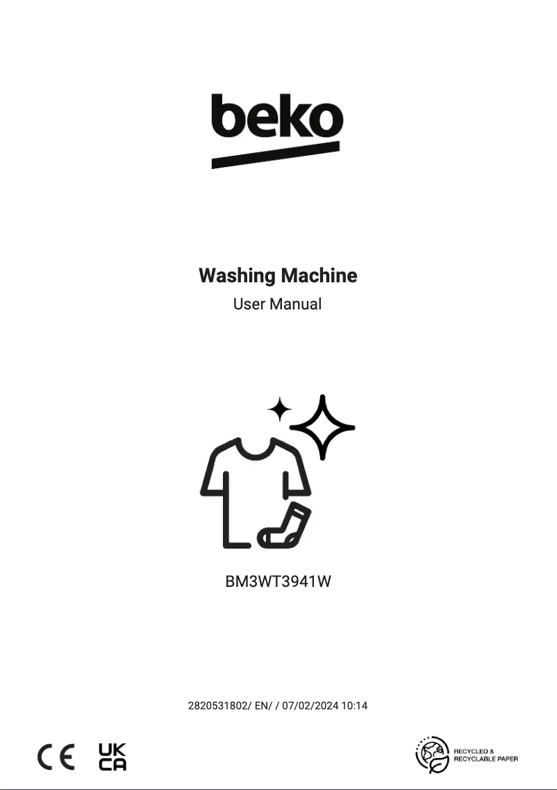 Page 1 de la notice Manuel utilisateur Beko BM3WT3941