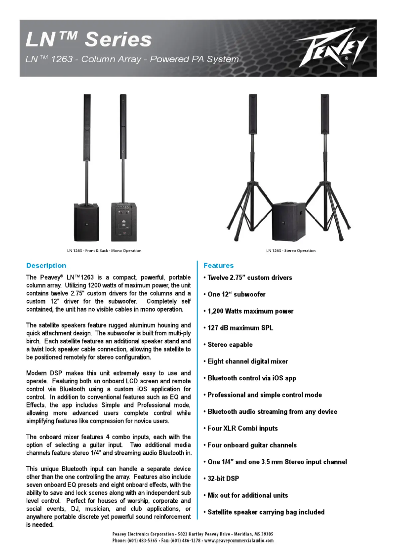Page n°1 - Fiche technique Peavey LN 1263
