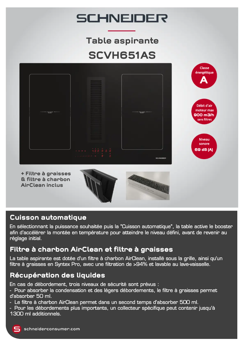 Page 1 de la notice Fiche technique Schneider SCVH651AS