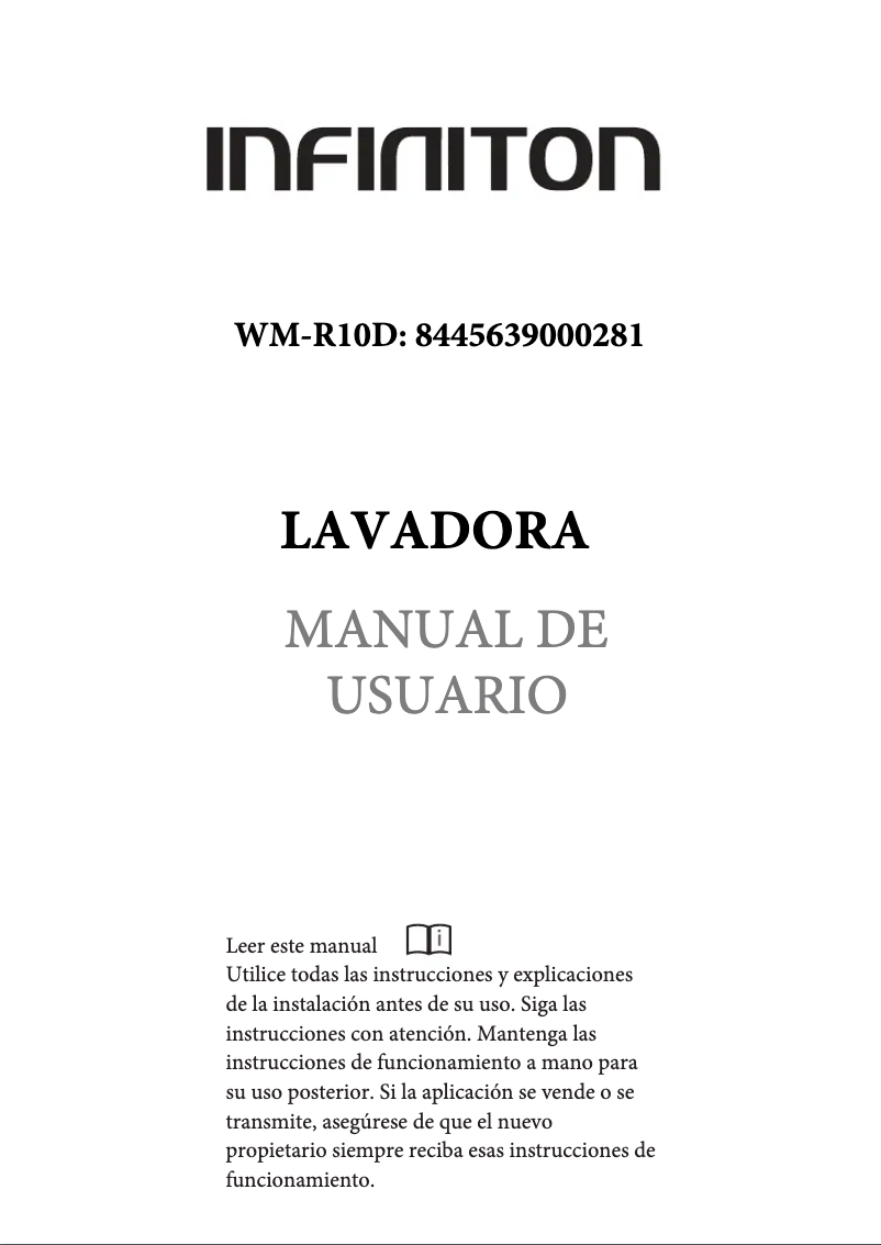 Page 1 de la notice Manuel utilisateur Infiniton WM-R10D