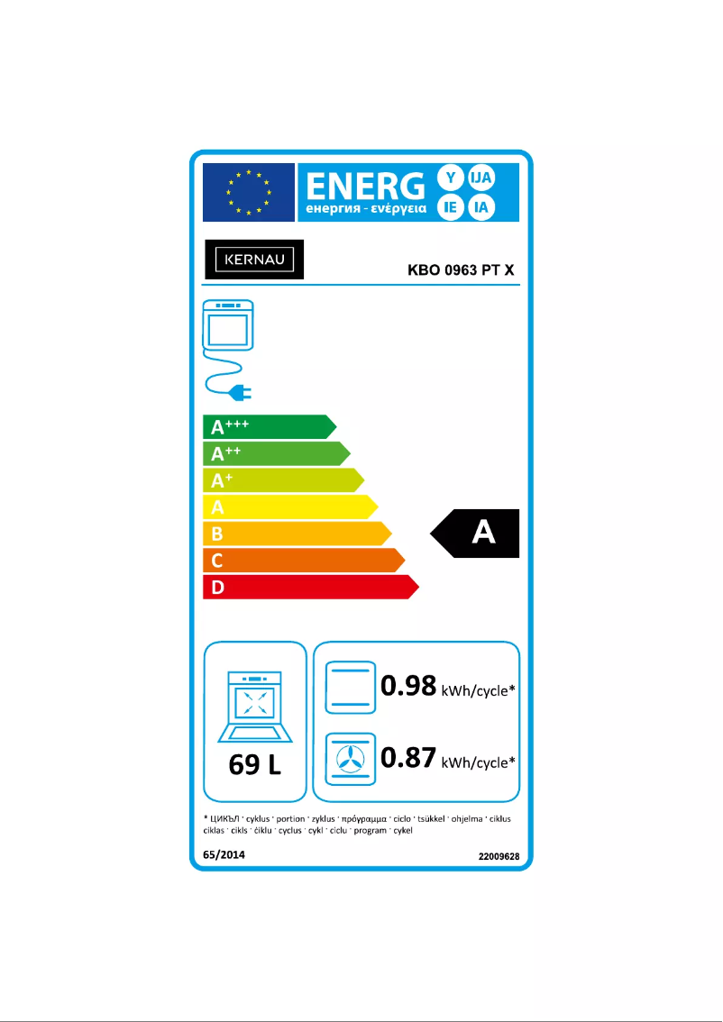 Page 1 de la notice Label énergétique Kernau KBO 0963 PT X