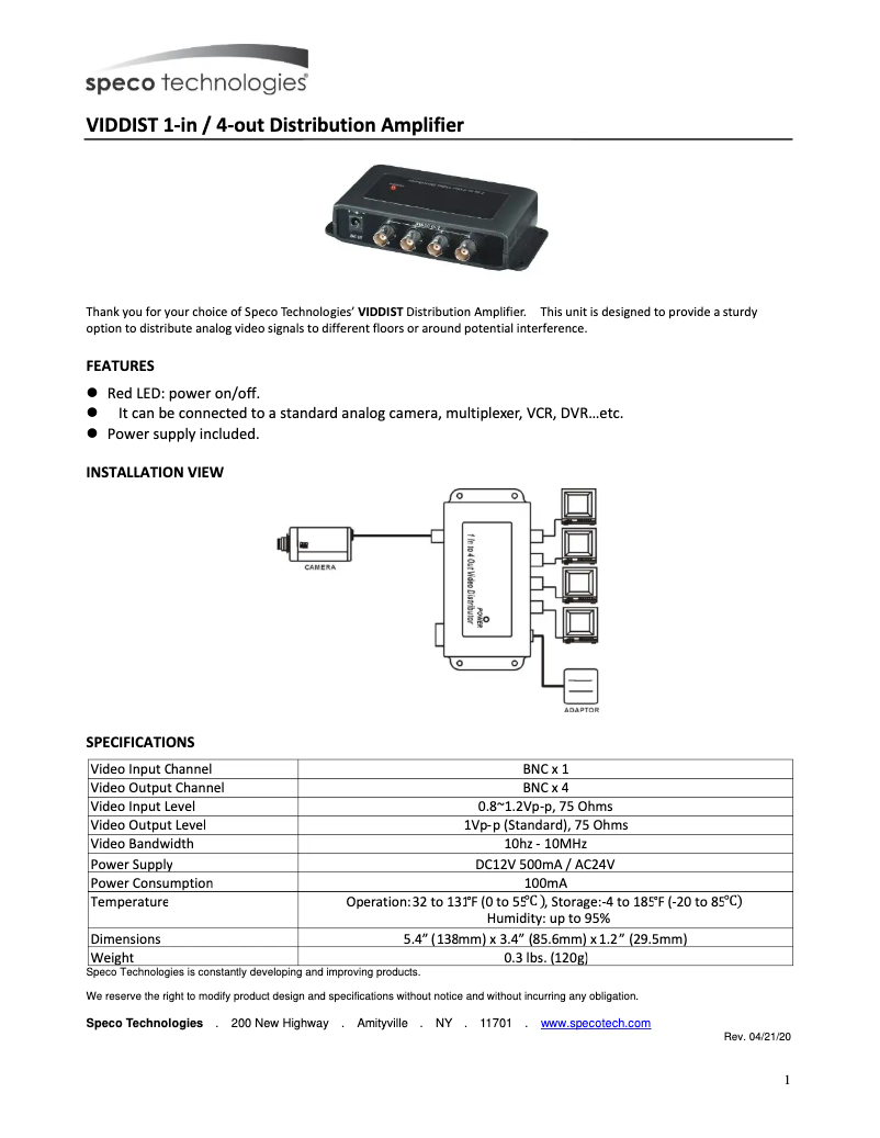 Imagen de la primera página del manual del dispositivo VIDDIST