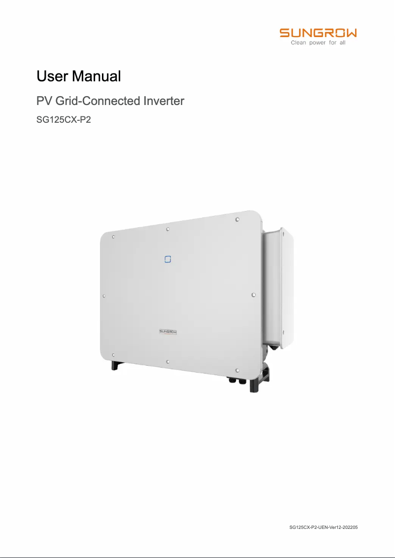 Página 1 del manual Manual de usuario Sungrow SG125HX