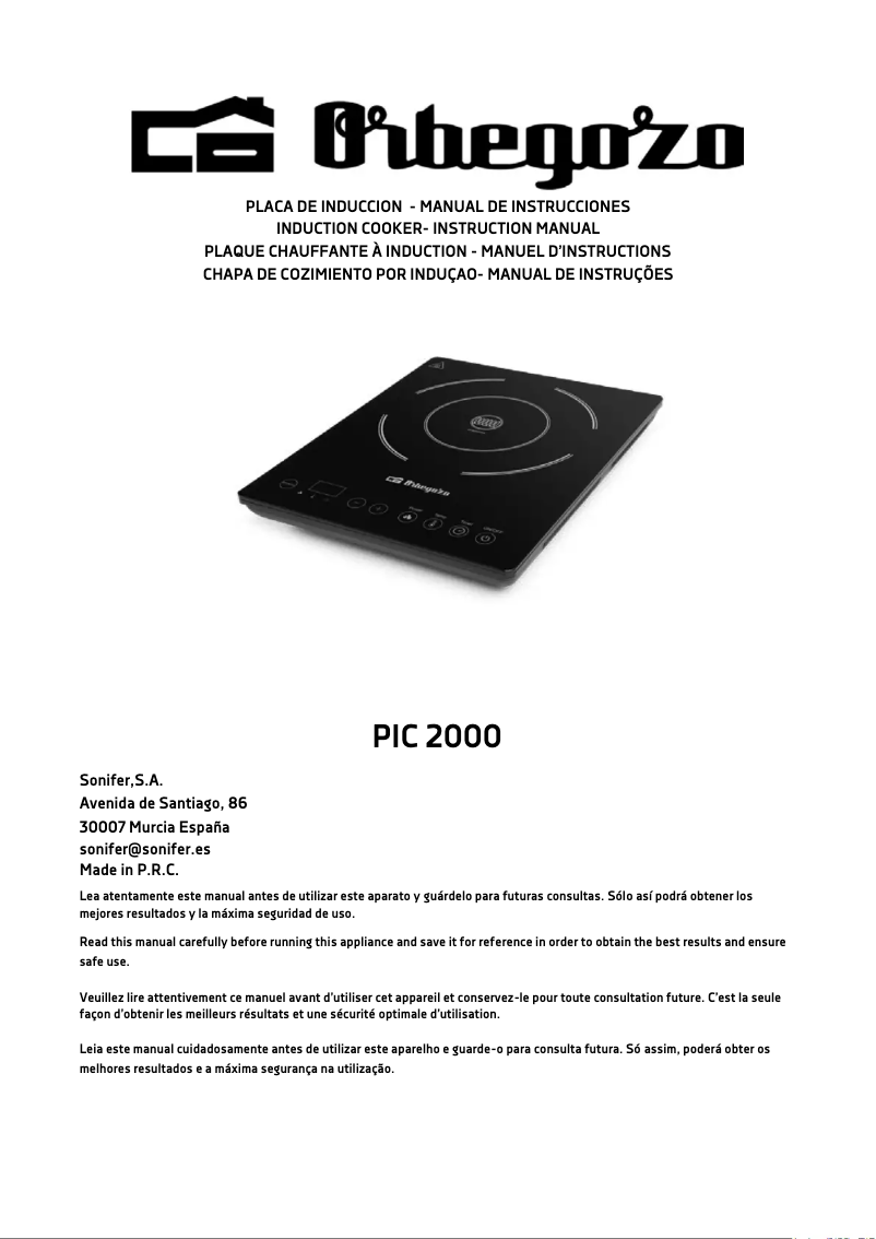 Page 1 de la notice Manuel utilisateur Orbegozo PIC 2000