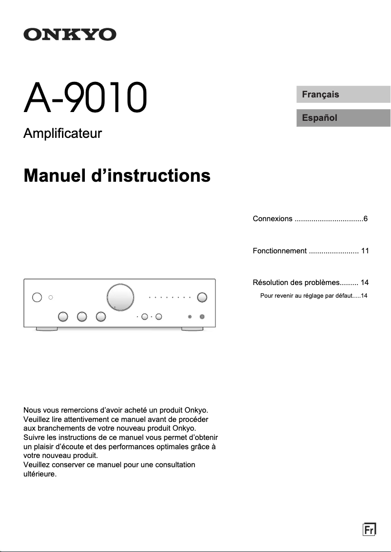 Page n°1 - Manuel utilisateur Onkyo A-9010