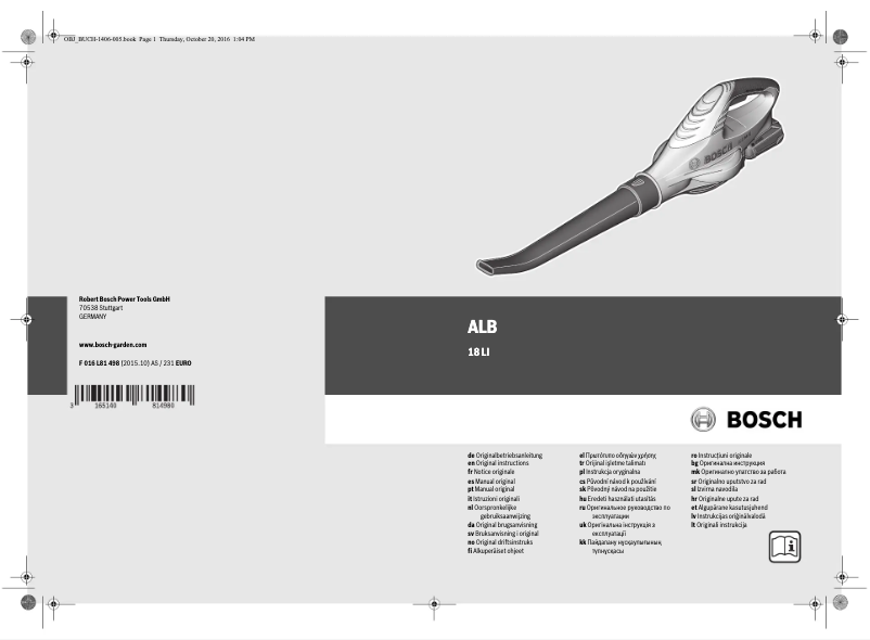 Image de la première page du manuel de l'appareil ALB 18 Li