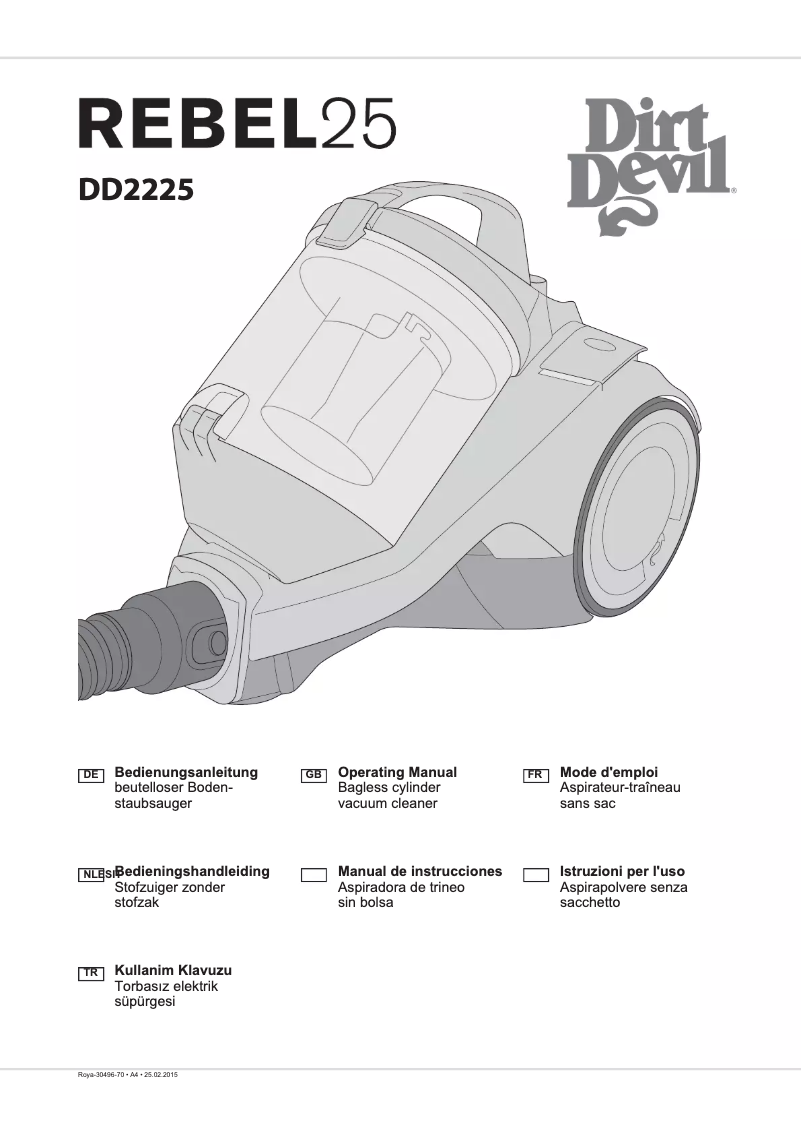 Page n°1 - Manuel utilisateur Dirt Devil REBEL25HE