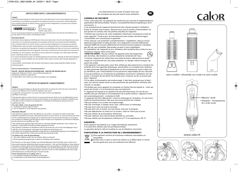 Image de la première page du manuel de l'appareil CF8214C0