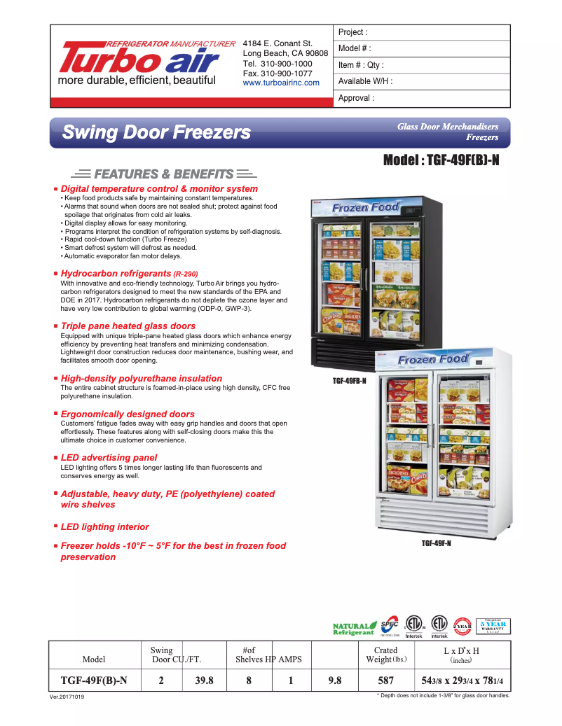 Image de la première page du manuel de l'appareil TGF-49F