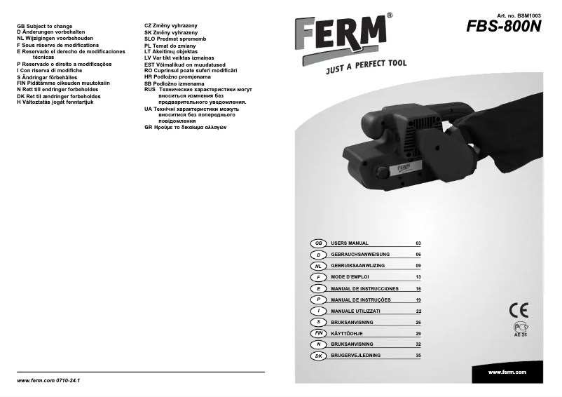 Página 1 del manual Manual de usuario Ferm FBS-800N