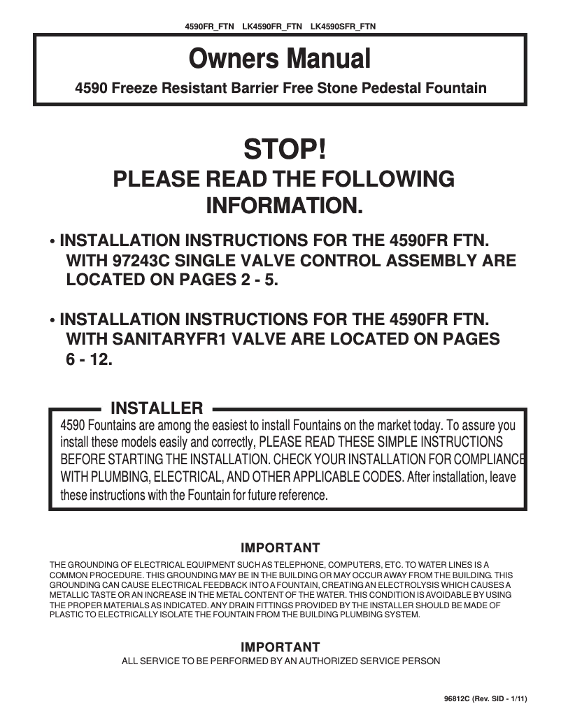 First page image of the manual for LK4590FR