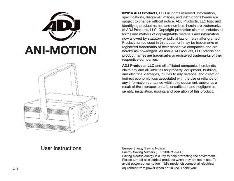 Image de la première page du manuel de l'appareil Ani-Motion
