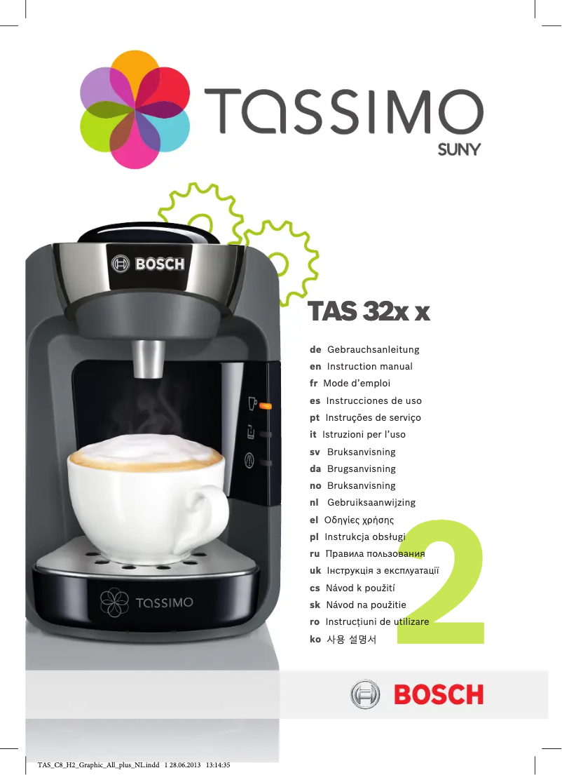 Page 1 de la notice Manuel utilisateur Bosch Tassimo Suny TAS3204