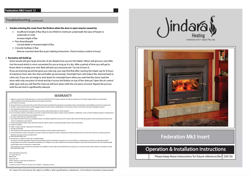 Image de la première page du manuel de l'appareil Federation