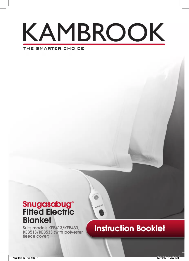 Page 1 de la notice Manuel utilisateur Kambrook Snugasabug Fitted KEB413