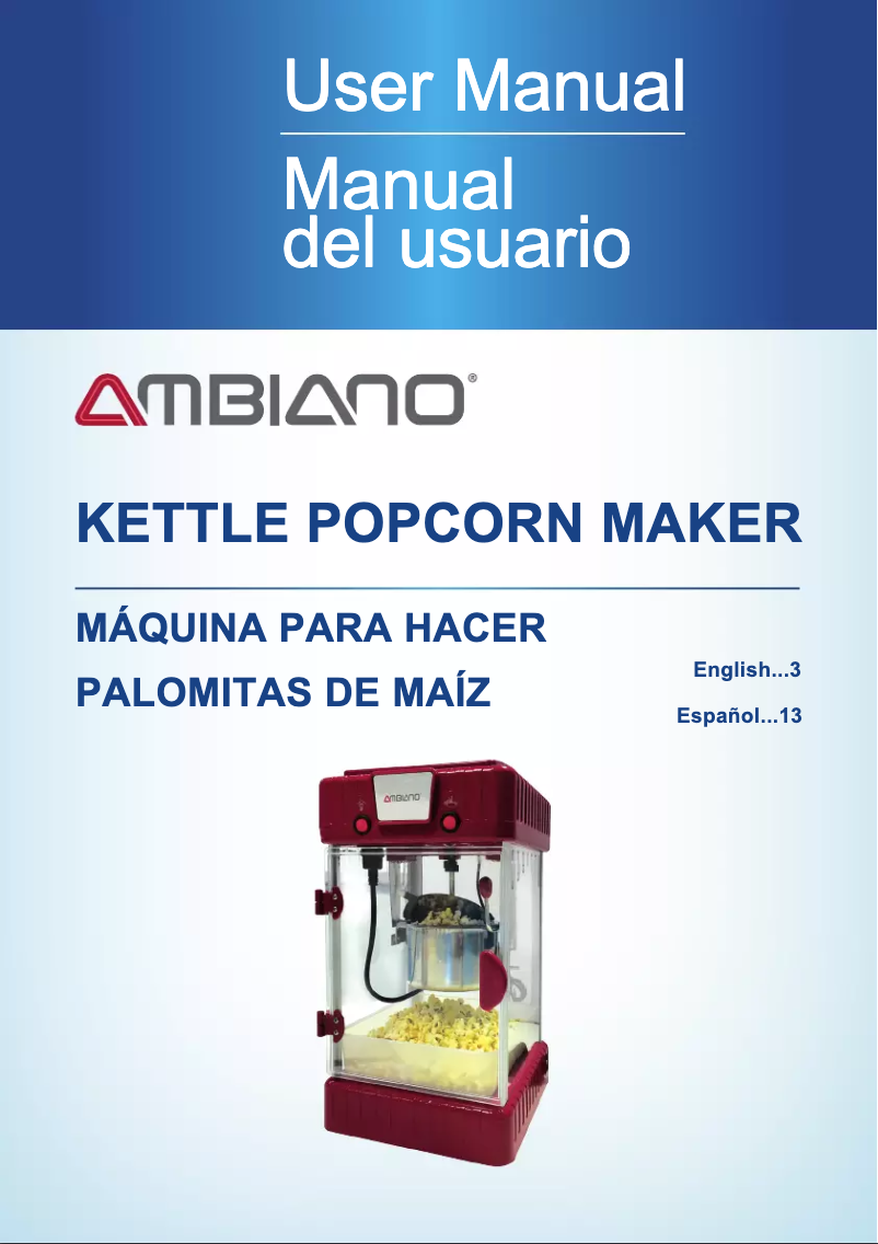 Image de la première page du manuel de l'appareil Kettle Popcorn Maker L-PM250