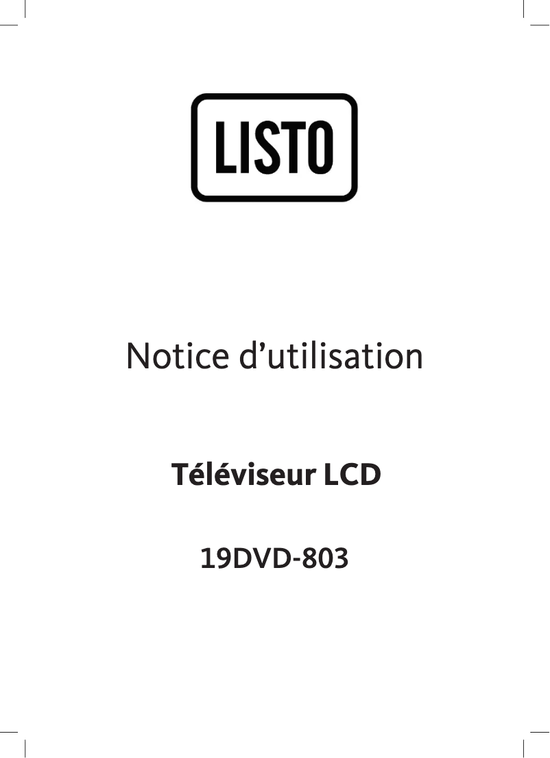Page 1 de la notice Manuel utilisateur Listo 19 Combo DVD 803