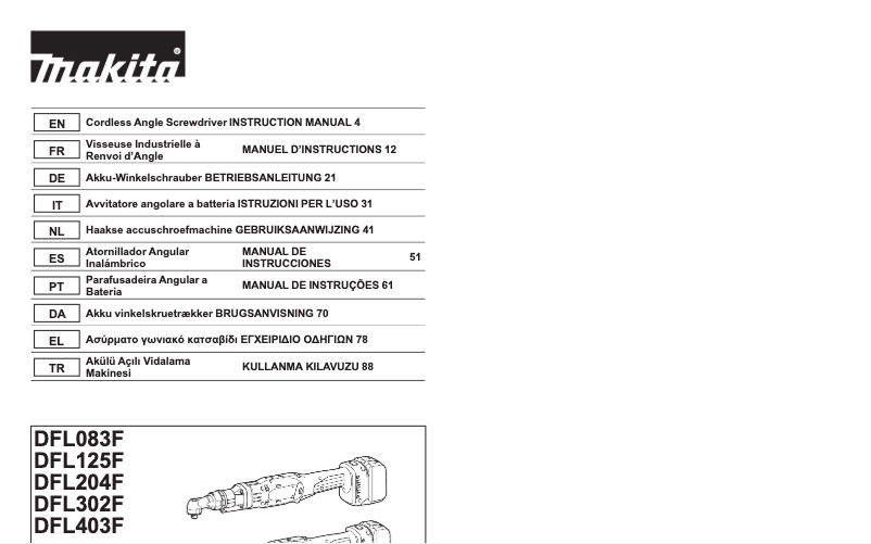 Page n°1 - Manuel utilisateur Makita DFL204FZ
