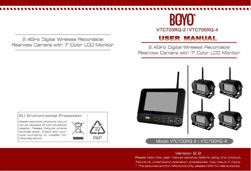 Page 1 de la notice Manuel utilisateur Boyo VTC700RQ-4